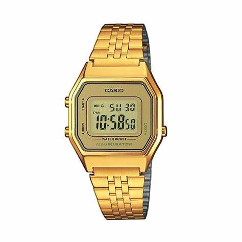 Casio LA-680WEGA-9ER Reloj Digital Retro - Oro Brazalete de acero inoxidable