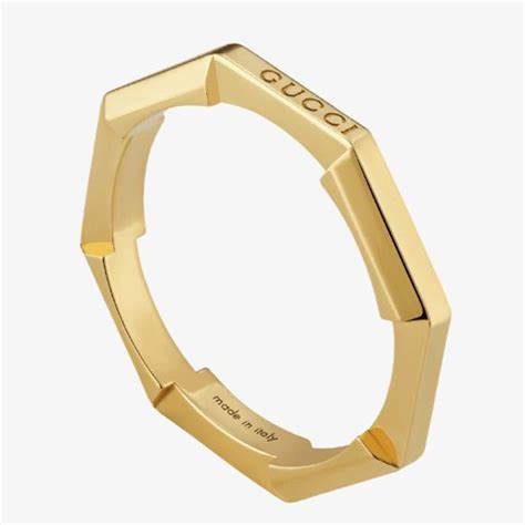 Gucci Link to Love Bague miroir 3 mm en or jaune 18ct - Taille 6