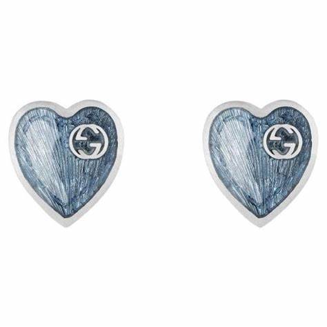 Gucci Interlocking G Pendientes Corazón Azul Claro YBD645547002