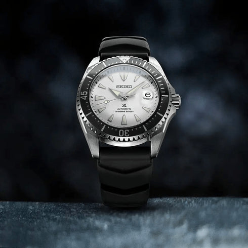 SEIKOSeiko Prospex SPB191J1 Shogun Titanium Automatic Diver's Watch – White Dial, Black Silicone StrapWATCHESEcecile