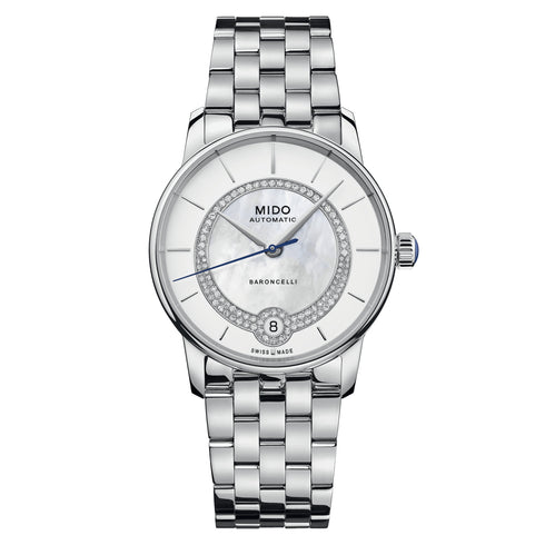 Mido Baroncelli Lady Necklace M037.807.11.031.00 Montre femme automatique - cadran en nacre, bracelet en acier inoxydable