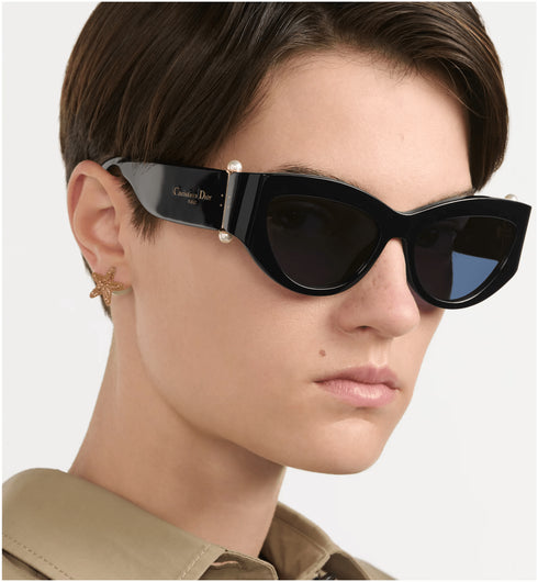 DIORDior Tribales B1I Sunglasses – 55 mm Black Butterfly Frame, Pearl & Gold HingeEYEWEAREcecile
