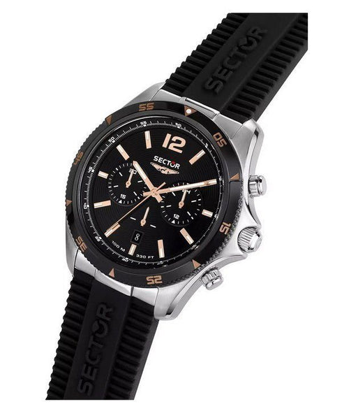 SECTORSector 650 Chronograph R3271631002 – 43mm Black Dial, Rubber StrapWATCHESEcecile