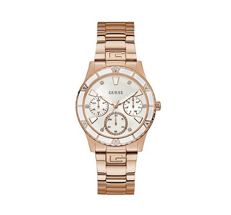 Guess Valencia W1158L2 Damenuhr in Roségold mit weißem Zifferblatt und Multifunktion