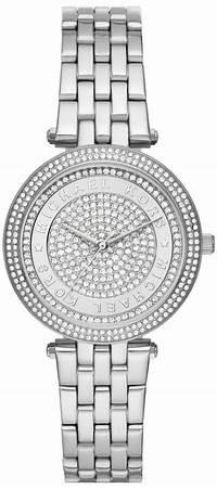 Michael Kors MK4591 Montre pour femme Mini Darci en argent avec cadran en cristal pavé
