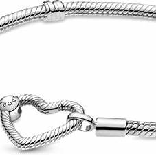 PANDORAPandora Moments Heart Closure Snake Chain Bracelet 599539C00 - 19 - Sterling Silver, 19cmBIJOUXEcecile