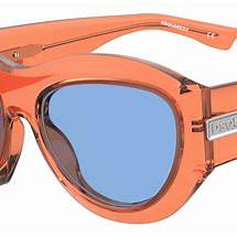 Dsquared2 D2 0072/S Sunglasses – Transparent Orange Frame, Blue Lenses, 59mm