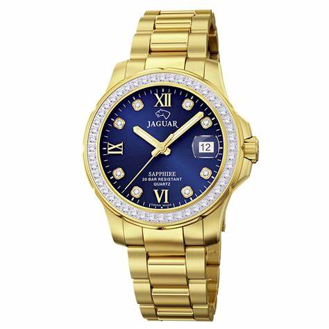 JAGUARJaguar J895/3 Women's Executive Diver Watch - Gold - Tone Stainless Steel, Blue DialWATCHESEcecile