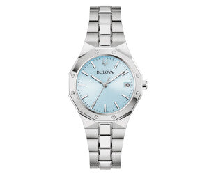 Bulova 96M169 Damen Quarzuhr - Edelstahl, blaues Zifferblatt, Saphirglas