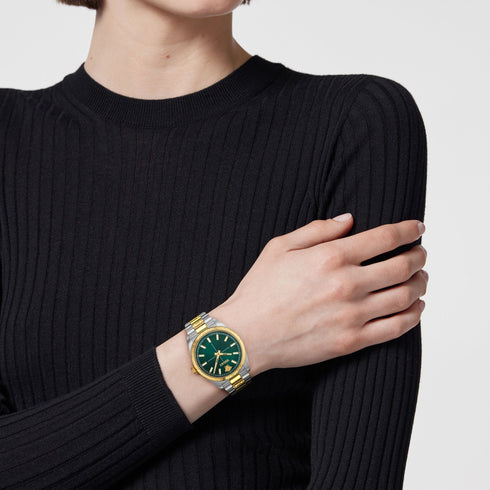 Versace VE0E00425 Millenyium Lady 32 mm Quartz – Green Dial, Two-Tone Steel