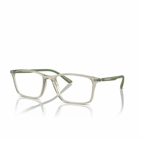 Emporio Armani EA3237 6107 53 Men's Eyeglasses - Shiny Transparent Green Frame, Clear Lenses