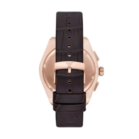 Emporio Armani AR11563 Cronografo Federico - Quadrante blu, pelle marrone