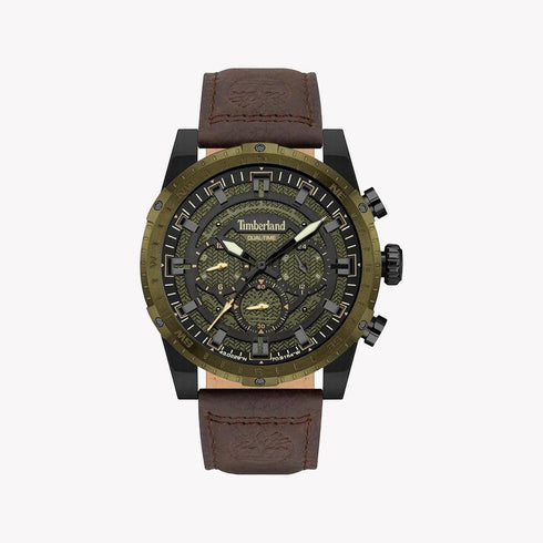TIMBERLANDTimberland TDWGF2202001 Fitzwilliam Men's Watch – 45mm Brown Stainless Steel Case, Khaki Dial, Brown Leather Strap, Quartz Movement, 5 ATM Water ResistanceWATCHESEcecile