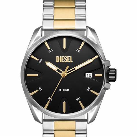 Diesel DZ2196 MS9 Herrenuhr - Schwarzes Zifferblatt, zweifarbiges Edelstahlarmband