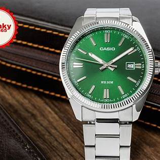 CASIO & VINTAGECasio MTP - 1302PGC - 3AVEF Men's Analog Watch – Green Dial with Gold - Tone Stainless Steel BraceletWATCHESEcecile
