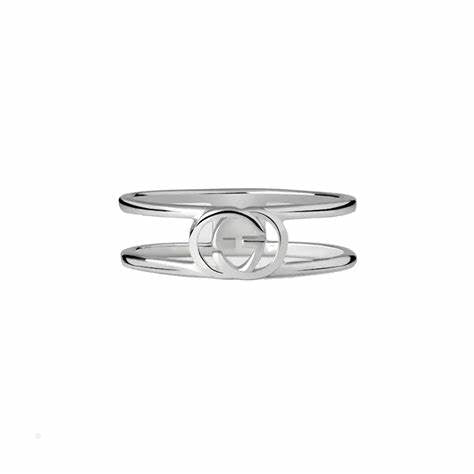 Gucci Entrelazado G Anillo de Plata de Ley 6mm - Talla 6
