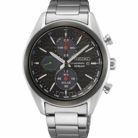 SEIKOSeiko SSC803P1 Solar Chronograph Men's Watch - Black Dial, Stainless Steel BraceletWATCHESEcecile