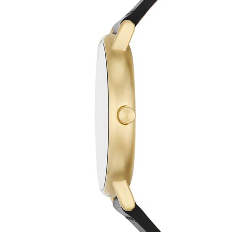 Skagen Signatur SKW6897 Herrenuhr - 40mm Goldgehäuse, schwarzes Zifferblatt, Lederarmband