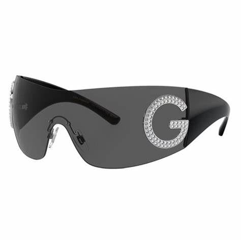 Dolce & Gabbana DG2298B 05/87 40 Women's Shield Sunglasses - Black Frame, Dark Gray Lenses