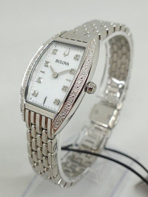 BULOVABulova 96R244 Women's Diamond Watch - White Mother - of - Pearl Dial, Stainless Steel BraceletWATCHESEcecile