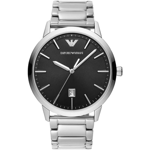 Emporio Armani AR11310 Ruggero Men's Watch - Silver Steel, Black Dial