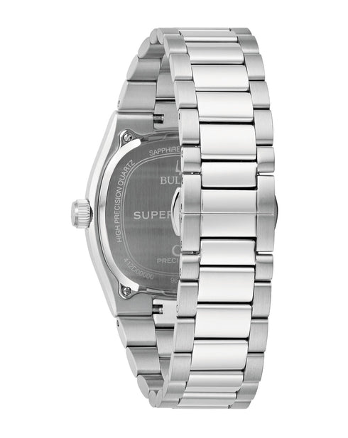 Bulova Super Seville 96B444 – Esfera plateada de 38 mm, cuarzo Precisionist, cristal de zafiro