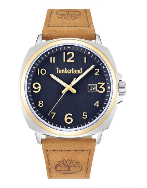 TIMBERLANDTimberland TDWLB0030201 Actwell Men's Watch – 44mm Gold - Tone Stainless Steel Case, Blue Dial, Brown Leather Strap, Date Display, 5 ATM Water ResistanceWATCHESEcecile