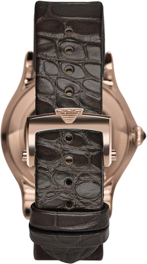 Emporio Armani ARS3401 Orologio svizzero automatico da uomo - Oro rosa, cinturino in alligatore