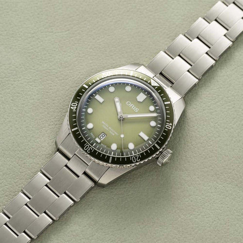 Oris Divers Sixty-Five 'Cotton Candy' 38 mm - Quadrante verde, bracciale in acciaio, automatico