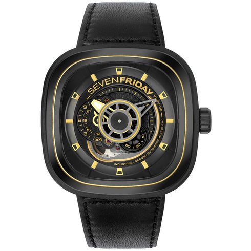SEVENFRIDAY SF-P2B/02 “P-Series” – 47 mm Gun-Metal PVD, Gold Accents