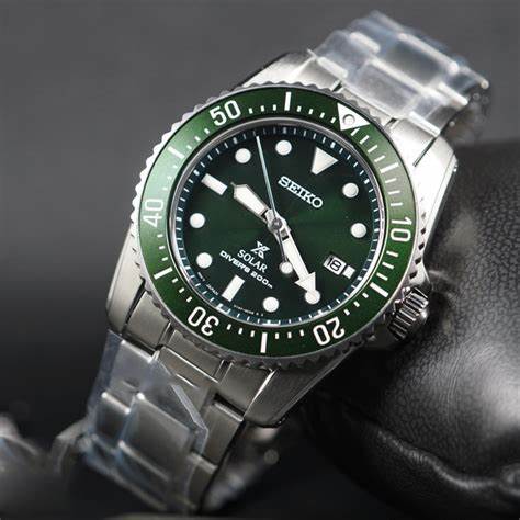 Seiko Prospex SNE583P1 Reloj buceo solar hombre - Esfera verde, Brazalete acero