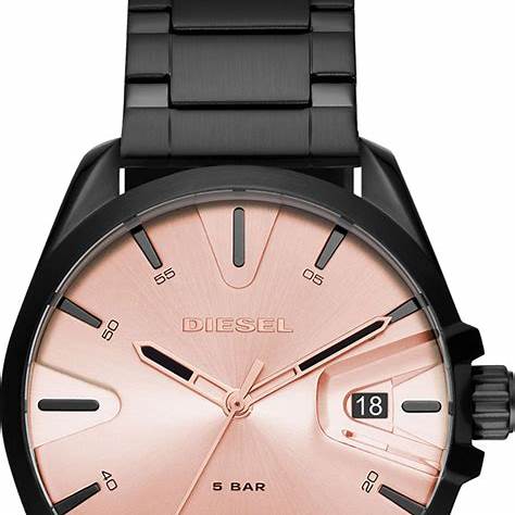 Diesel DZ1904 MS9 Men's Watch - Rose Gold Dial, Black Stainless Steel Bracelet