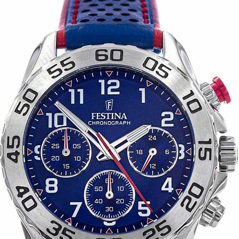 Festina F20458/2 Orologio cronografo junior - Quadrante blu, cinturino in pelle, 37 mm