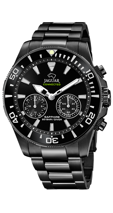 Jaguar Connected J929/1 Reloj inteligente híbrido para hombre - Acero inoxidable PVD negro, esfera negra