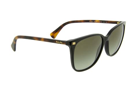 Ralph by Ralph Lauren RA5293 6037/8E Lunettes de soleil carrées pour femme - monture noire brillante, verres verts dégradés