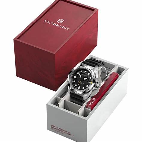 VICTORINOXVictorinox Dive Pro Quartz Men's Watch - Stainless Steel Case, Black Dial, Black Rubber StrapWATCHESEcecile