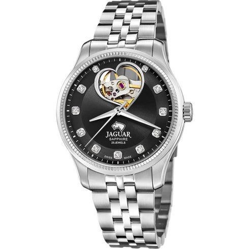 Reloj automático Jaguar J994/3 para mujer - Pulsera de acero inoxidable, esfera negra