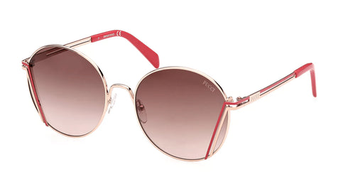 EMILIO PUCCIEmilio Pucci EP0180 5828F Women's Round Sunglasses – Shiny Rose Gold Frame, Gradient Brown LensesEYEWEAREcecile