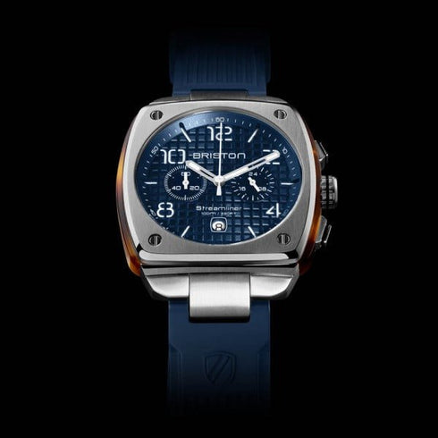 BRISTONBriston Streamliner Urban 22142.S.T.15.RNB – 42mm Chronograph, Navy Dial, Rubber StrapWATCHESEcecile