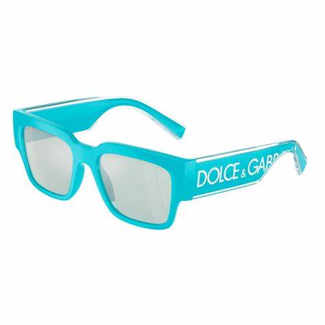 Lunettes de soleil unisexe Dolce & Gabbana DG6184 3346/65 - monture azur, verres argentés miroités bleu clair