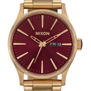Nixon A356-5094 Montre Sentry SS Gold - Cadran rouge, 42 mm, 100 m