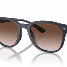 Emporio Armani EA 4225U 5088/13 53 Occhiali da sole unisex - Montatura blu opaco, lenti sfumate marroni
