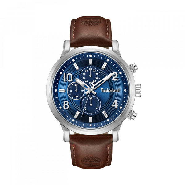 TIMBERLANDTimberland TDWGF0055702 Driscoll Chronograph – Blue Dial, 46mm Steel Case, Brown Leather StrapWATCHESEcecile