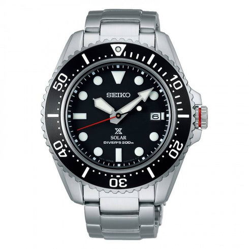 Seiko Prospex SNE589P1 Reloj buceo solar hombre - Esfera negra, Brazalete acero