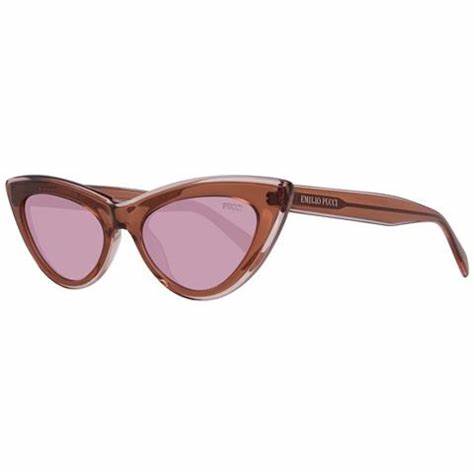 Emilio Pucci EP0181 5347F Lunettes de soleil œil de chat pour femme - monture marron, verres bourgogne