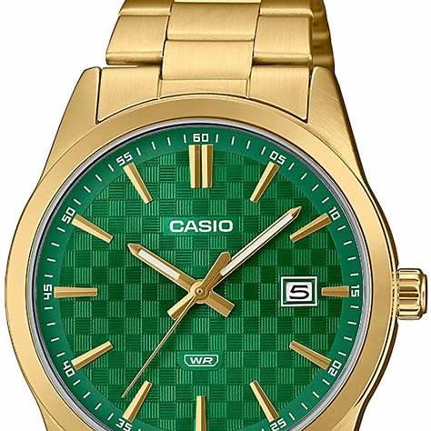 CASIO & VINTAGECasio MTP - VD03G - 3AUDF Men's Analog Watch – Green Dial, Gold - Tone Stainless Steel BraceletWATCHESEcecile