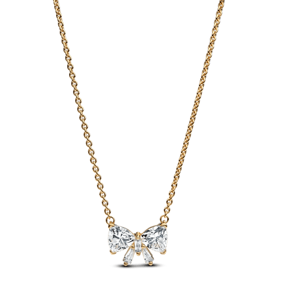 PANDORAPandora Sparkling Bow Necklace 363508C01 - 45 - 14k Gold - Plated, Cubic Zirconia, 45cmBIJOUXEcecile