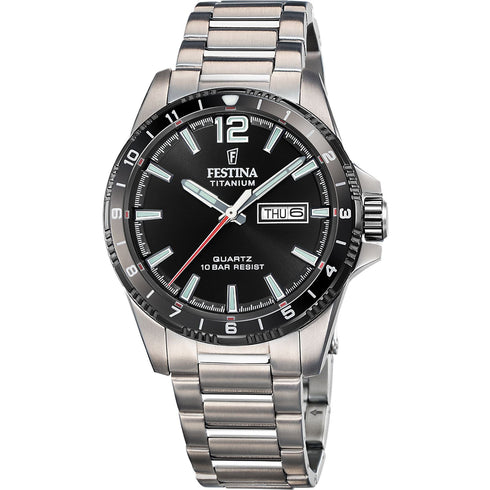 Festina F20698/4 Men’s Titanium Day-Date Watch – Black Dial, 43 mm