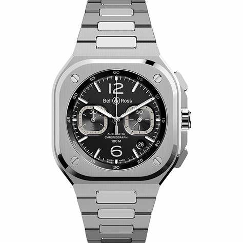 BELL & ROSSBell & Ross BR 05 Chrono Black Steel Men's Automatic Watch BR05C - BLC - ST/SST - Black Dial, Stainless Steel BraceletWATCHESEcecile