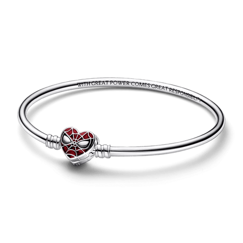 PANDORAPandora Moments Marvel Spider - Man Mask Clasp Bangle 592324C01 - 17 - Sterling Silver, Red Enamel DetailsBIJOUXEcecile